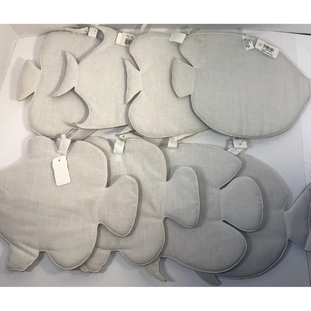 Set of 8 Vtg HSM Hallie St. Mary INC nautical Fish Decorative Cushions Hot Pads